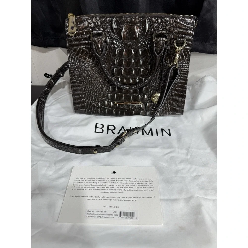 BRAHMIN Anywhere‎ Convertible Satchel Ironwood Melbourne Leather Handbag